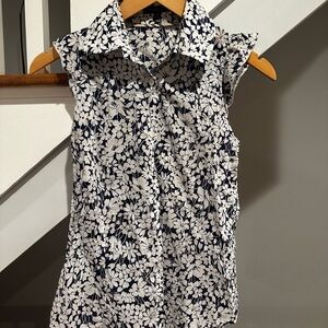 Burberry navy and white floral button down. Size S